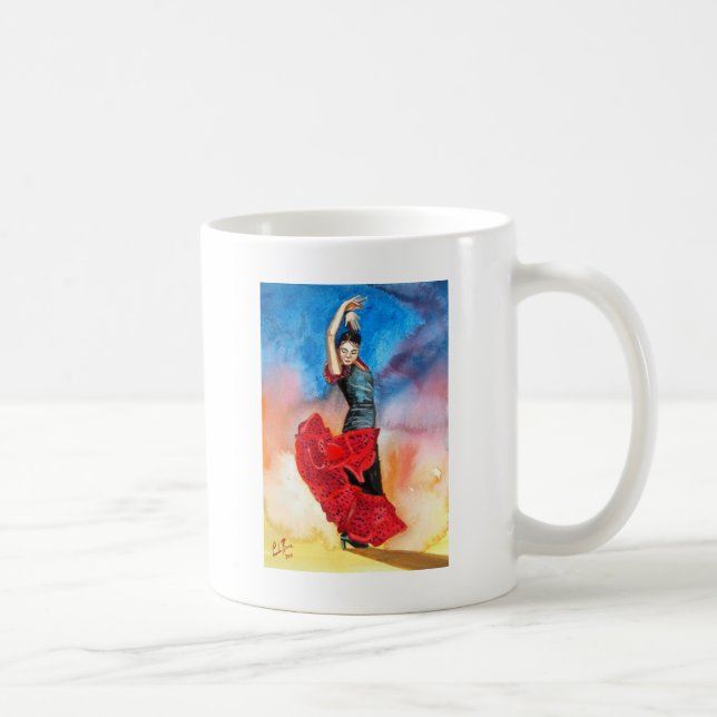 Caneca De Café Watercolour do DANÇARINO do FLAMENCO (Direita)