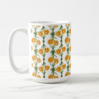 Caneca De Café Watercolour Orange Daisy Pattern