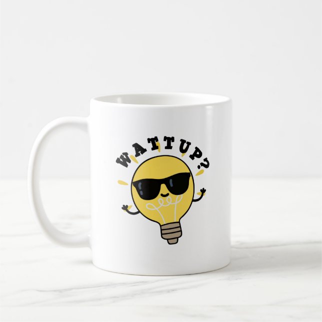 Caneca De Café Watt Up Funny Electric Bulb Pun (Esquerda)