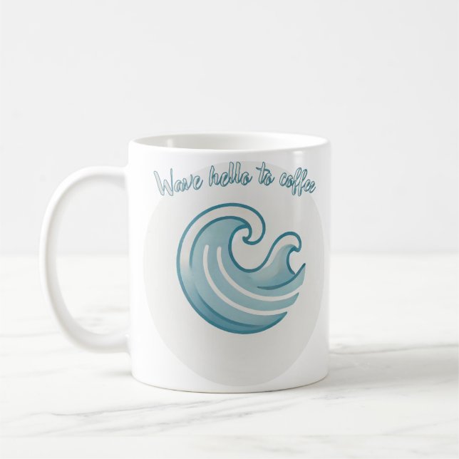 Caneca De Café Wave Coffee Mug - Design de Onda Azul Inspirada no (Esquerda)