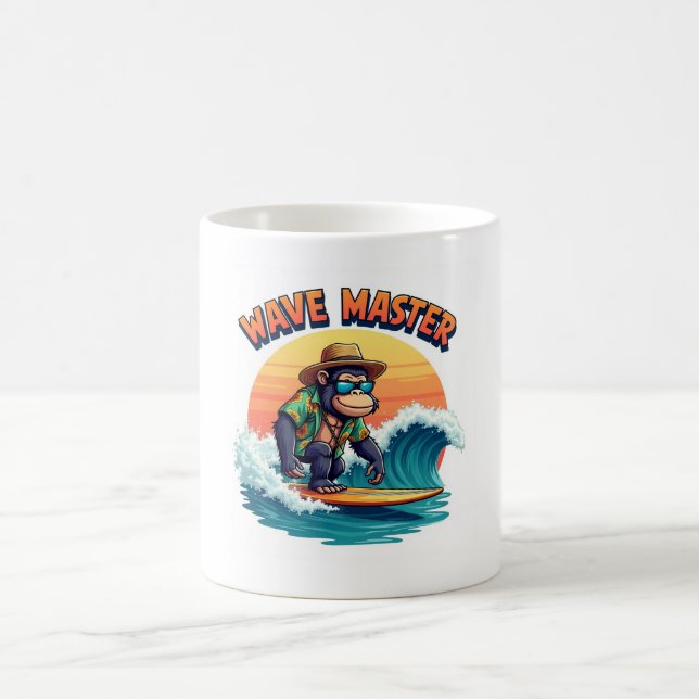 Caneca De Café Wave Mestre 🦍 Funny Gorilla Surf Mug (Centro)