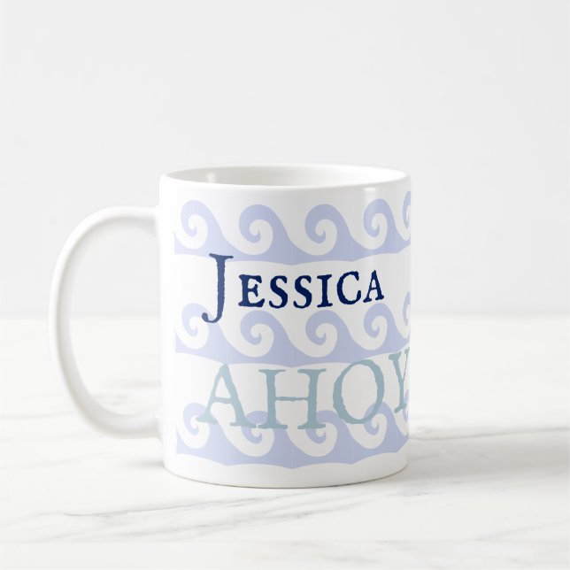Caneca De Café Waves Ahoy Personalizado (Esquerda)