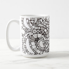 Caneca De Café Wavy Bendy Circles Square Abstract Line Drawing