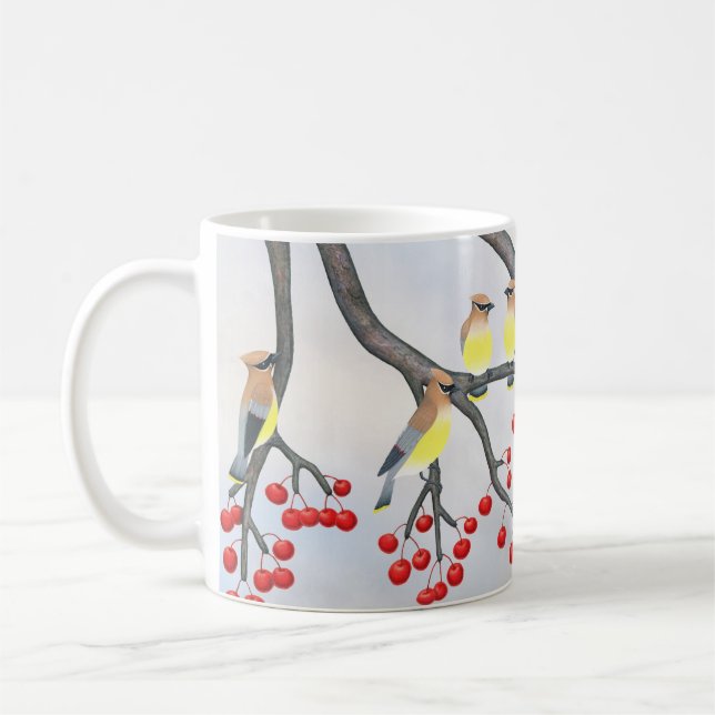Caneca De Café waxwings de cedro e maçaricos (Esquerda)
