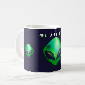 Caneca De Café "We Are Here" Green Alien head