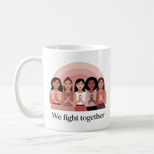 Caneca De Café We Fight Together Breast Cancer Awareness Design (Esquerda)