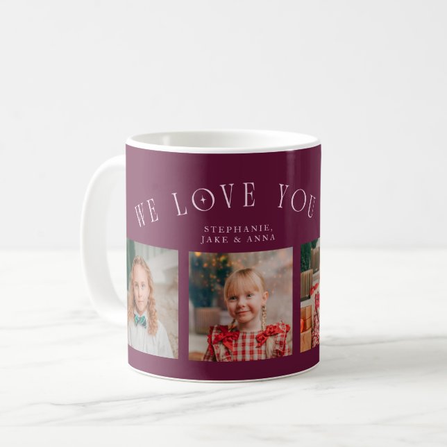 Caneca De Café We Love You Grandma 4-Photo Cranberry (Frente Esquerda)