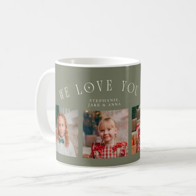 Caneca De Café We Love You Grandma 4-Photo Sage Green (Frente Esquerda)