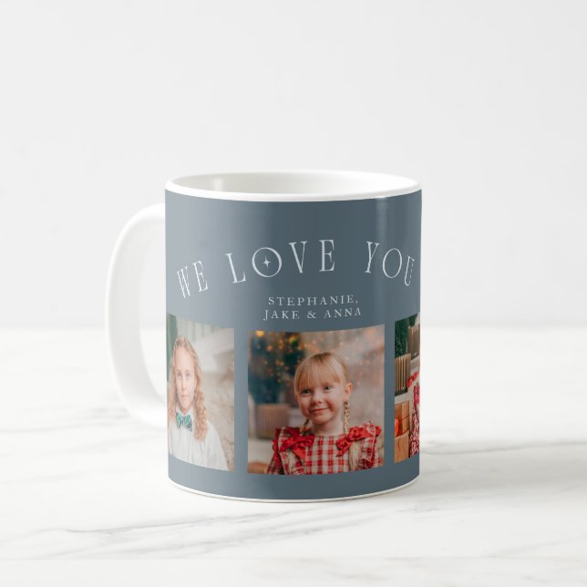 Caneca De Café We Love You Grandma 4-Photo Slate Blue (Frente Esquerda)