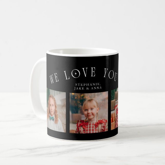 Caneca De Café We Love You Grandpa 4-Photo Black (Frente Esquerda)