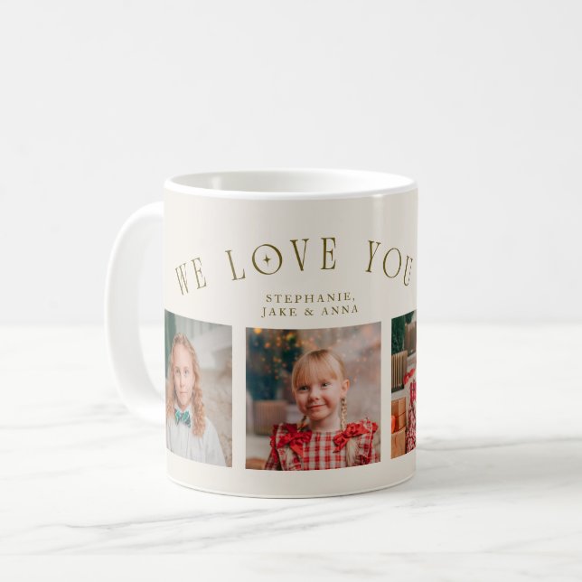Caneca De Café We Love You Grandpa 4-Photo Cream (Frente Esquerda)
