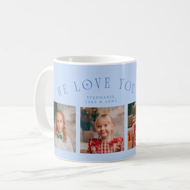 Caneca De Café We Love You Grandpa 4-Photo Icy Blue (Frente Esquerda)