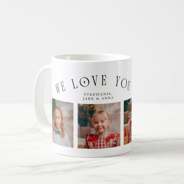 Caneca De Café We Love You Grandpa 4-Photo White  (Frente Esquerda)