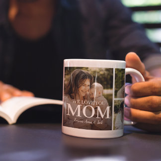 Caneca De Café We Love You Mom 5 Photo Collage