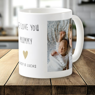 Caneca De Café We Love You Mummy 2 Photo Collage Personalised
