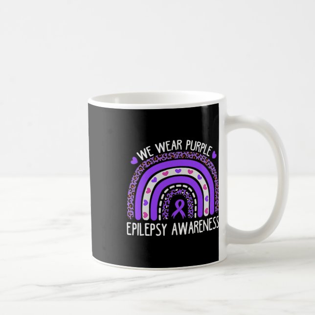 Caneca De Café We Wear Purple Leopard Rainbow For Epilepsy Awaren (Direita)