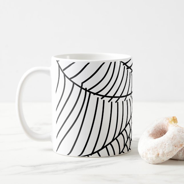 Caneca De Café Web de Aranha Preta e Branca (Com Donut)