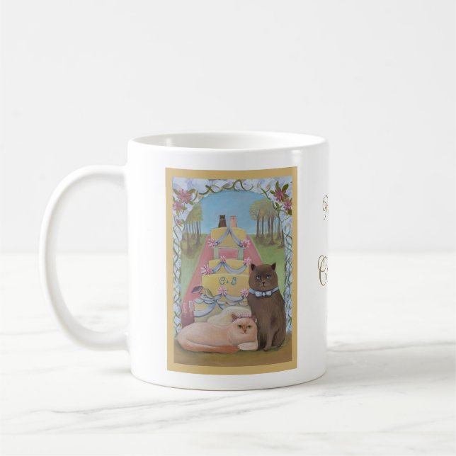 Caneca De Café Wedding Cats The Purr-fect Pair Personalized (Esquerda)