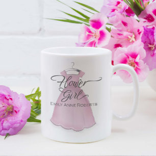 Caneca De Café Wedding Flower Girl Cute Pink Vintage Dress