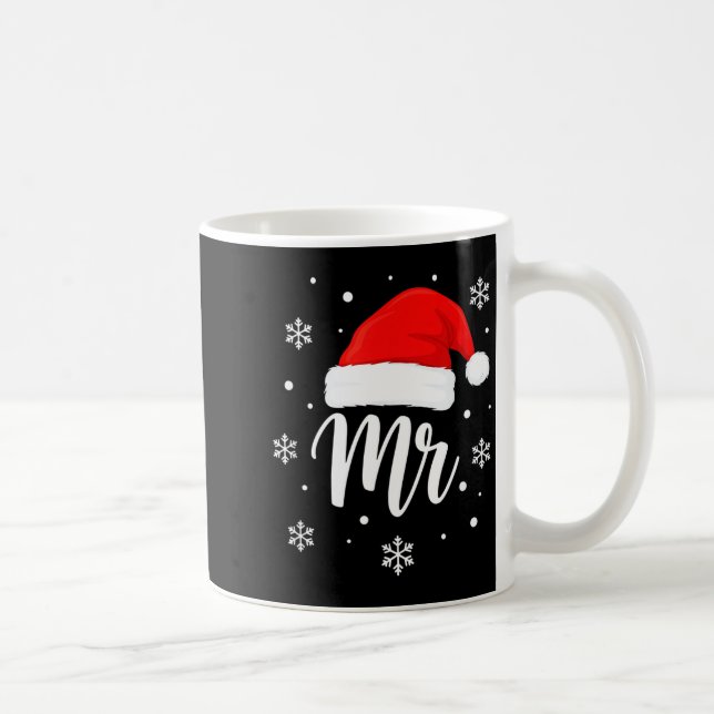 Caneca De Café Wedding Mr. Santa Hat, Mr. Christmas Snowflakes Fo (Direita)