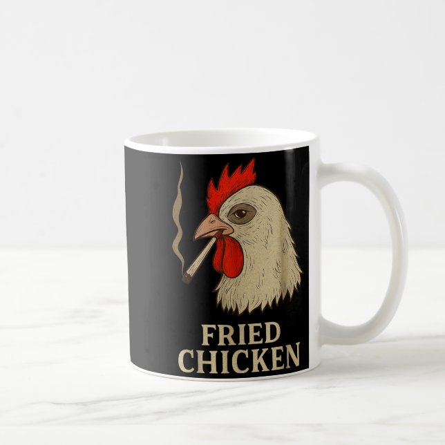 Caneca De Café Weed Meme Funny Fried Chicken Smoking  (Direita)
