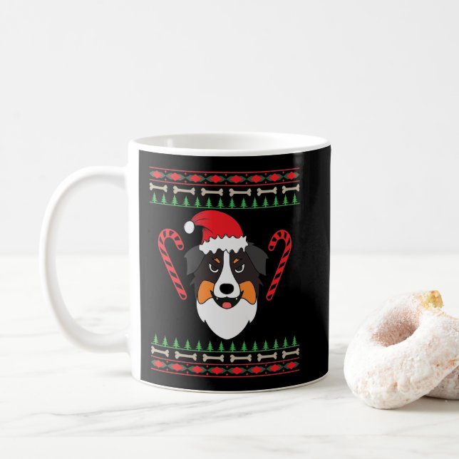 Caneca De Café Weihnachten mit Australian Shepherd Hund (Com Donut)