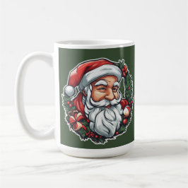 Caneca De Café Weihnachtsmannkopf mit Kranz -