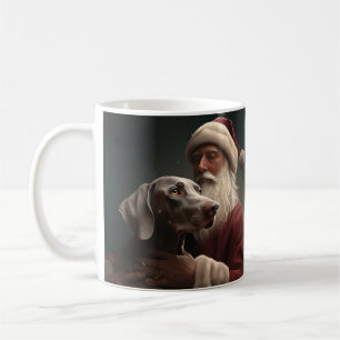 Caneca De Café Weimaraner com Papai Noel Natal Festivo