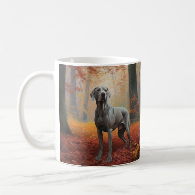 Caneca De Café Weimaraner das Folhas de outono cai inspirado (Esquerda)
