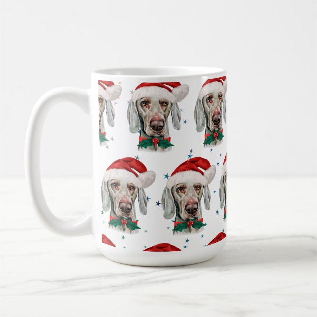 Caneca De Café Weimaraner Dog Breed Christmas Stars (Esquerda)