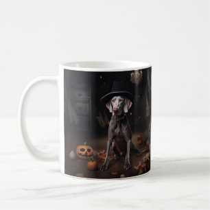 Caneca De Café Weimaraner Pumpkins Halloween Scary