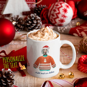 Caneca De Café Weimaraner Vestindo Suéter Feio Natal Amante de Ca
