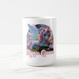 Caneca De Café Weißes Einhorn mit Flügeln - Magic Queen