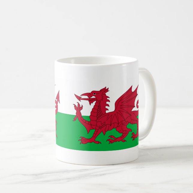 Caneca De Café Welsh Dragon ~ Flag of Wales (Frente Esquerda)