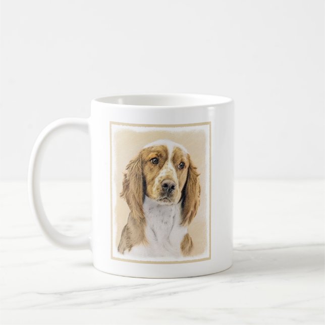 Caneca De Café Welsh Springer Spaniel Painting - Arte Original De (Esquerda)