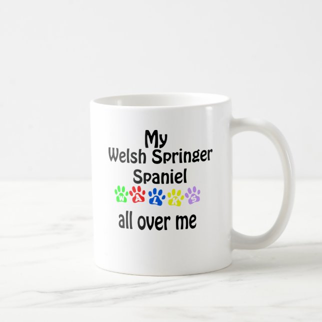 Caneca De Café Welsh Springer Spaniel Walks Design (Direita)