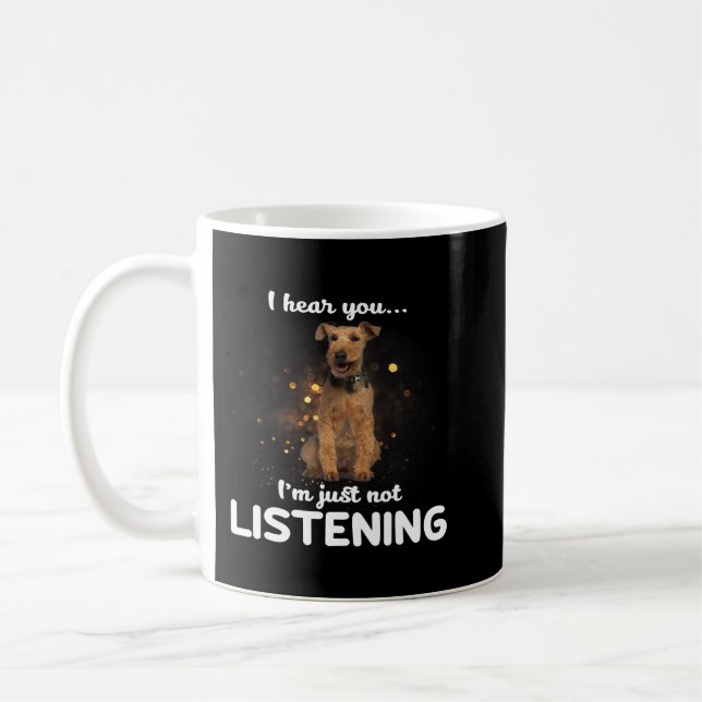 Caneca De Café Welsh Terrier Dog Eu Ouço Você Não Ouvir (Esquerda)