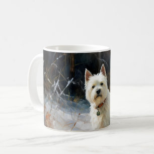 Caneca De Café West Highland White Terrier Deixe-o nevar no Natal