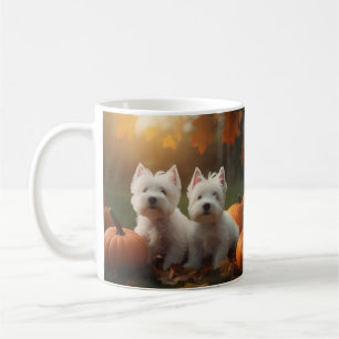 Caneca De Café West Highland White Terrier Puppy Autumn Pumpkin