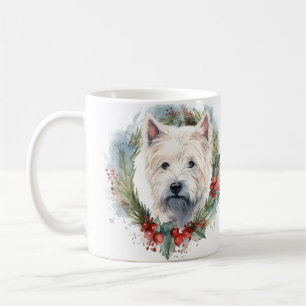 Caneca De Café West Highland White Terrier Wreath de Natal