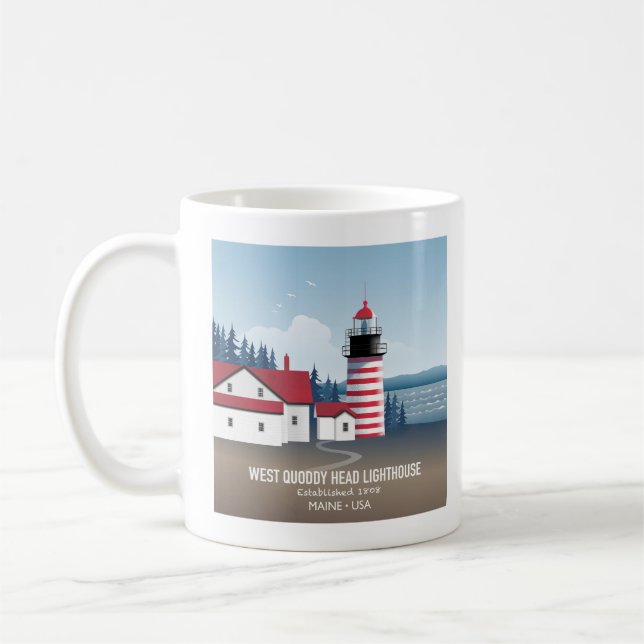 Caneca De Café West Quoddy Head Lighthouse (Esquerda)