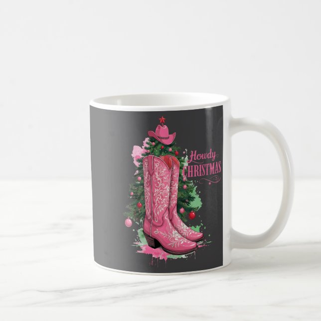 Caneca De Café Western , Howdy Christmas And Tree, Nk Cowboy Boot (Direita)