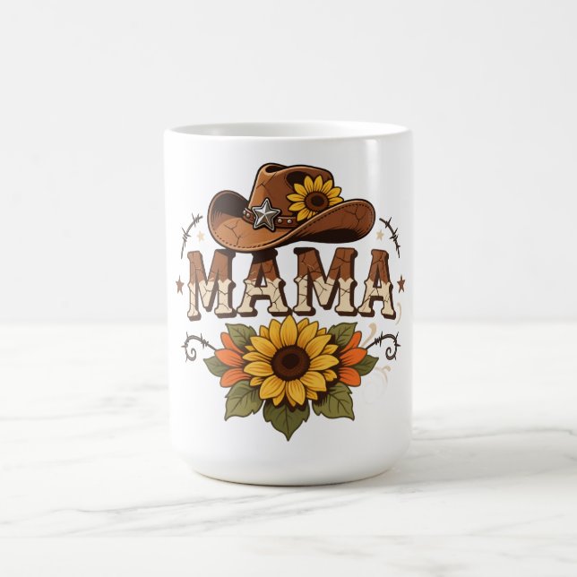 Caneca De Café Western Mama Sunflower Cowgirl Design (Centro)