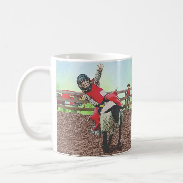 Caneca De Café Western Rodeo Cowboy Cowboy Mutton Busting (Esquerda)