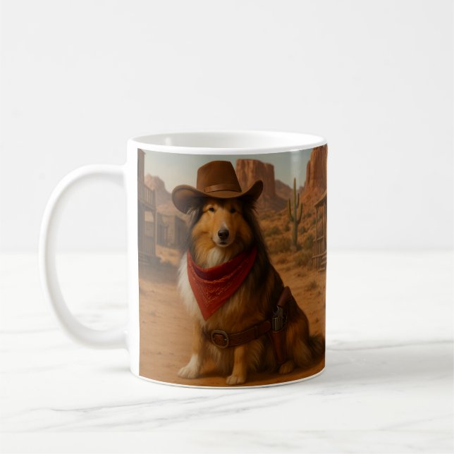 Caneca De Café Western Sheltie (Esquerda)
