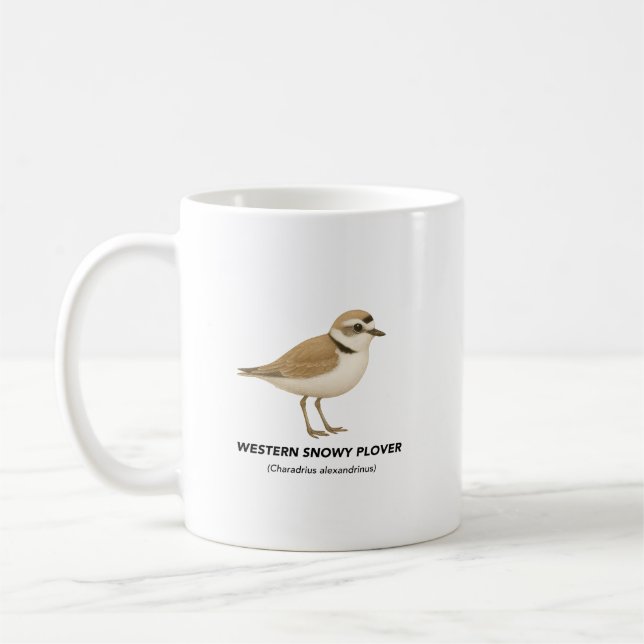 Caneca De Café Western Snowy Plover - Pássaros da Califórnia (Esquerda)