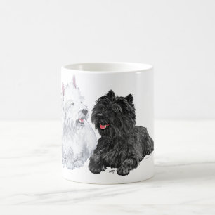 Caneca De Café Westie com um Cairn Terrier preto