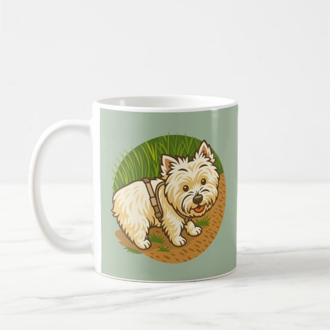 Caneca De Café Westie feliz na Trilha da Natureza (Esquerda)