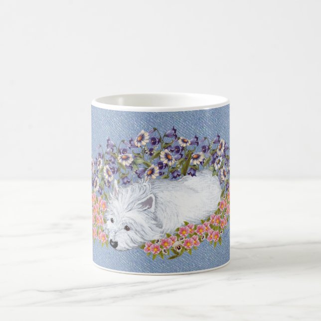 Caneca De Café Westie Floral Repose (Centro)