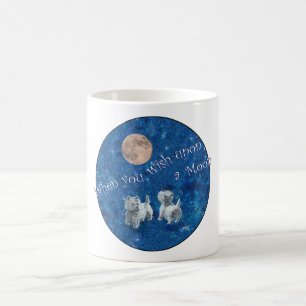 Caneca De Café Westies Desejando na Lua